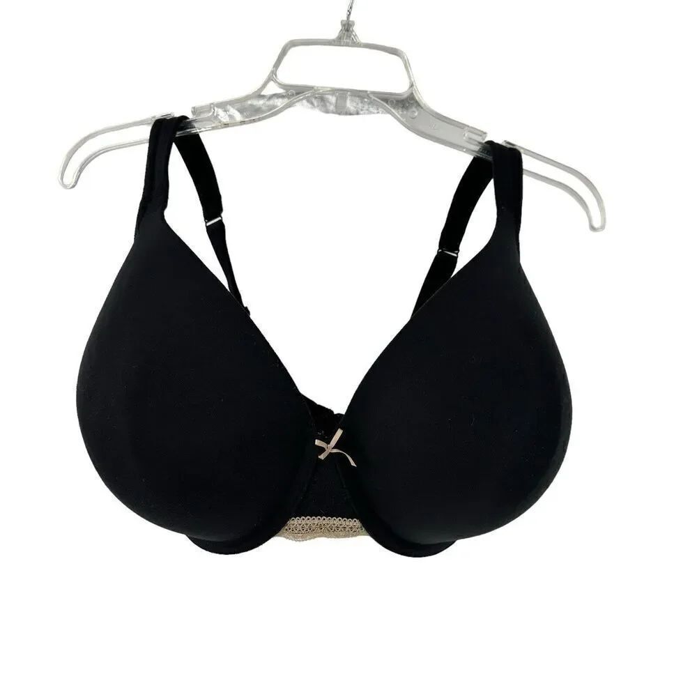 Cacique Bra 40F Lightly Lined Full Coverage Black Underwired Back Closure Bra